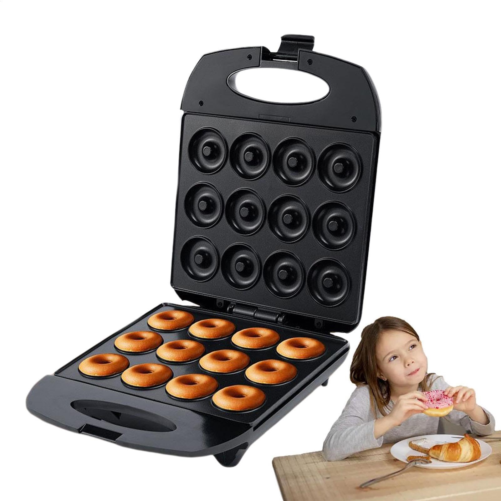 Donut Maker Machine pour la maison, Donut Making Machine | Petit outil de cuisson de machines à beignets électriques avec 12 trous - Pouser de cuisson du petit-déjeuner, plateau de boulanger à gâteau
