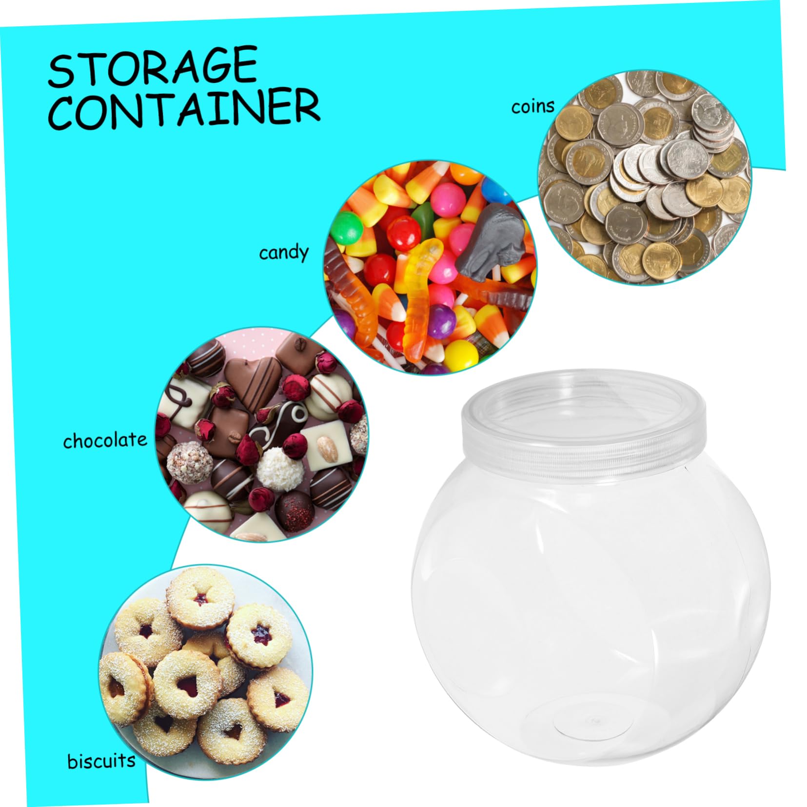 Didiseaon 3pezzi Barattoli Trasparenti Rotondi Per Dolci Contenitori Coperchio Bianco Per Snack e Biscotti Contenitori Per Alimenti Secchi e Oggetti