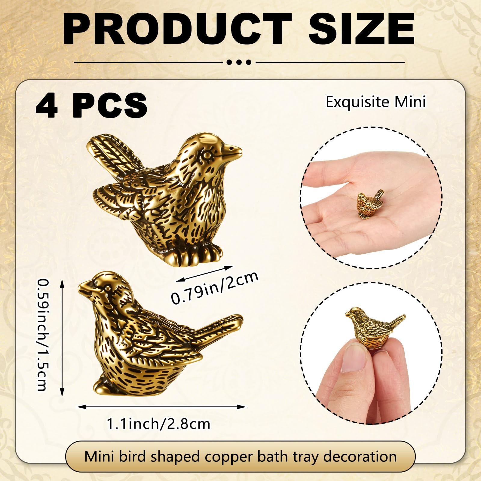 Otoolling 4 Pcs Mini Bird Shape Copper Bath Disk Ornaments Copper Bird Bath Purification Disks Birdbath Cleaner Single 0. 6 oz Weight Universal Fit for Outdoor Birdbaths, Bowl