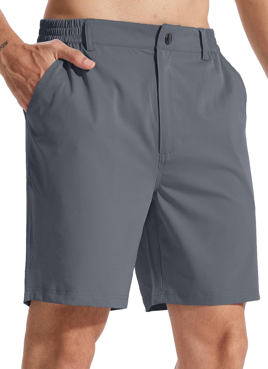 Men's 7" Lightweight Golf Shorts Casual Quick Dry Breathable Stretch Work Flat Front Shorts with 3 Pockets
