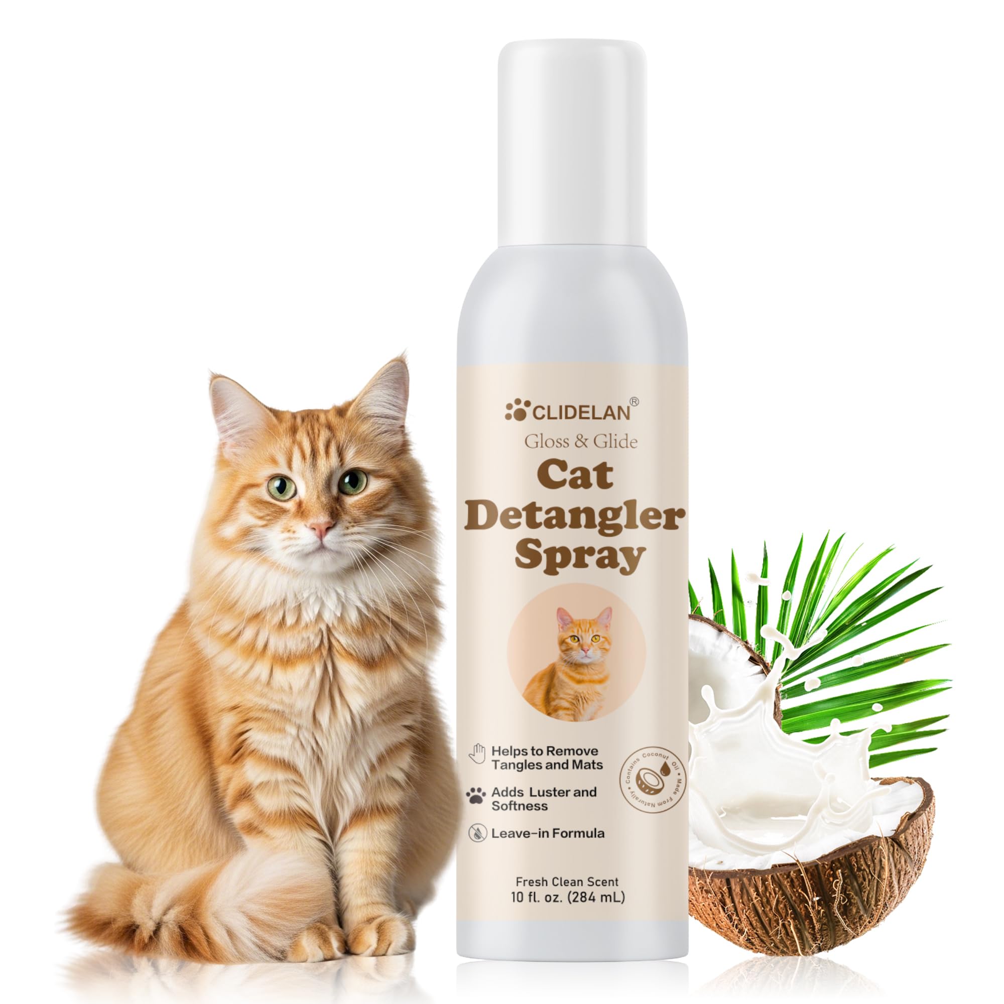 Cat Detangler Spray – Cat Matted Fur Remover for Matted Hair & Everyday Grooming–Dematting Spray for Cats to Loosen Knots, Reduce Pulling, Hydrate Coat & Keep Your Cat’s Fur Soft, Smooth & Manageable