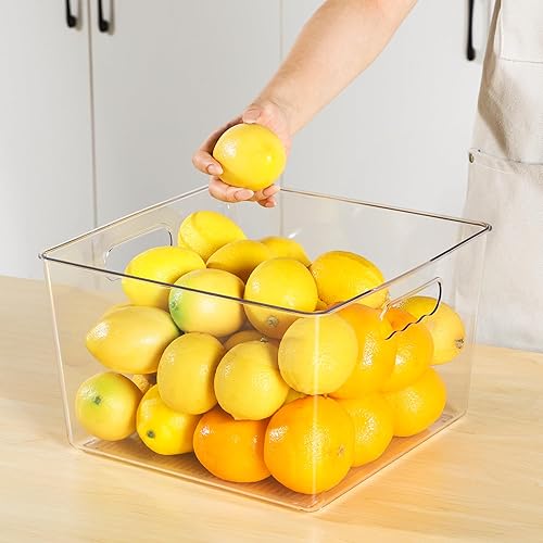 Miniatura 8 de Vtopmart Paquete de 4 contenedores de almacenamiento de plástico transparente extra grandes, cubos de acrílico de 11 x 11 pulgadas con asa para