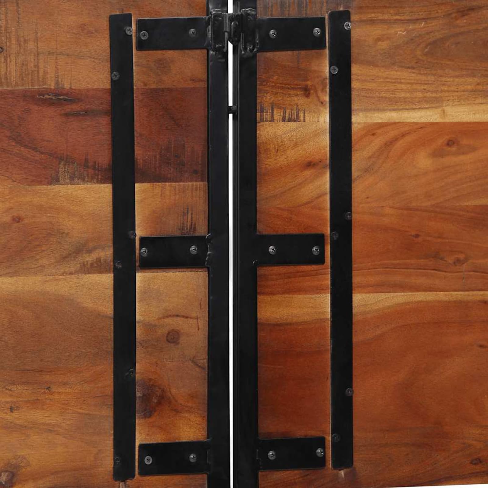 Tête de lit en bois recyclé de 200 cm en bois massif et fer, pour lits sans tête de lit, idéale pour les chambres et les salons modernes, montage facile, facile à nettoyer et assise douce pour