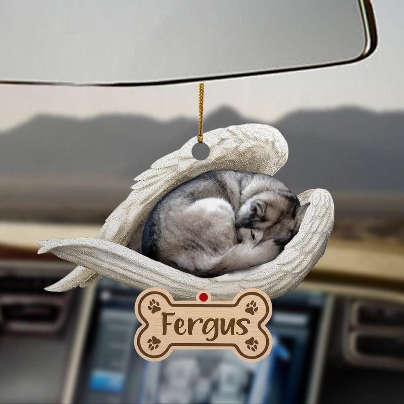 Luckluccy Siberian Husky Sleeping Angel Ornament,Acrylic Personalized Dog Memorial,Gift For Pet Loss,Christmas Ornament