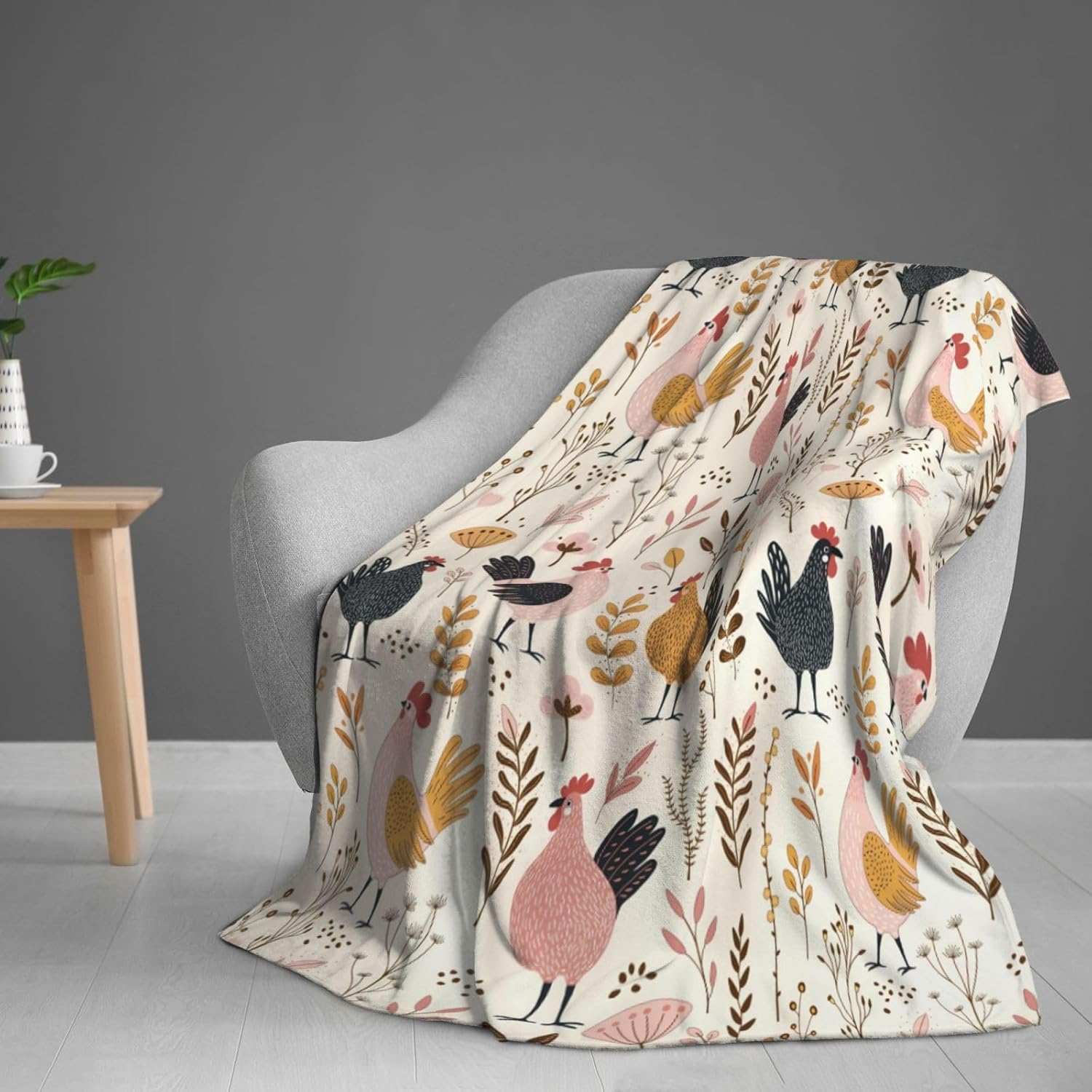 Chicken Throw Blanket – Gift for Chicken Lovers – Premium Anti-Pilling Flannel Soft Warm Lightweight Blanket (Cute Chickens, 80"x60")
