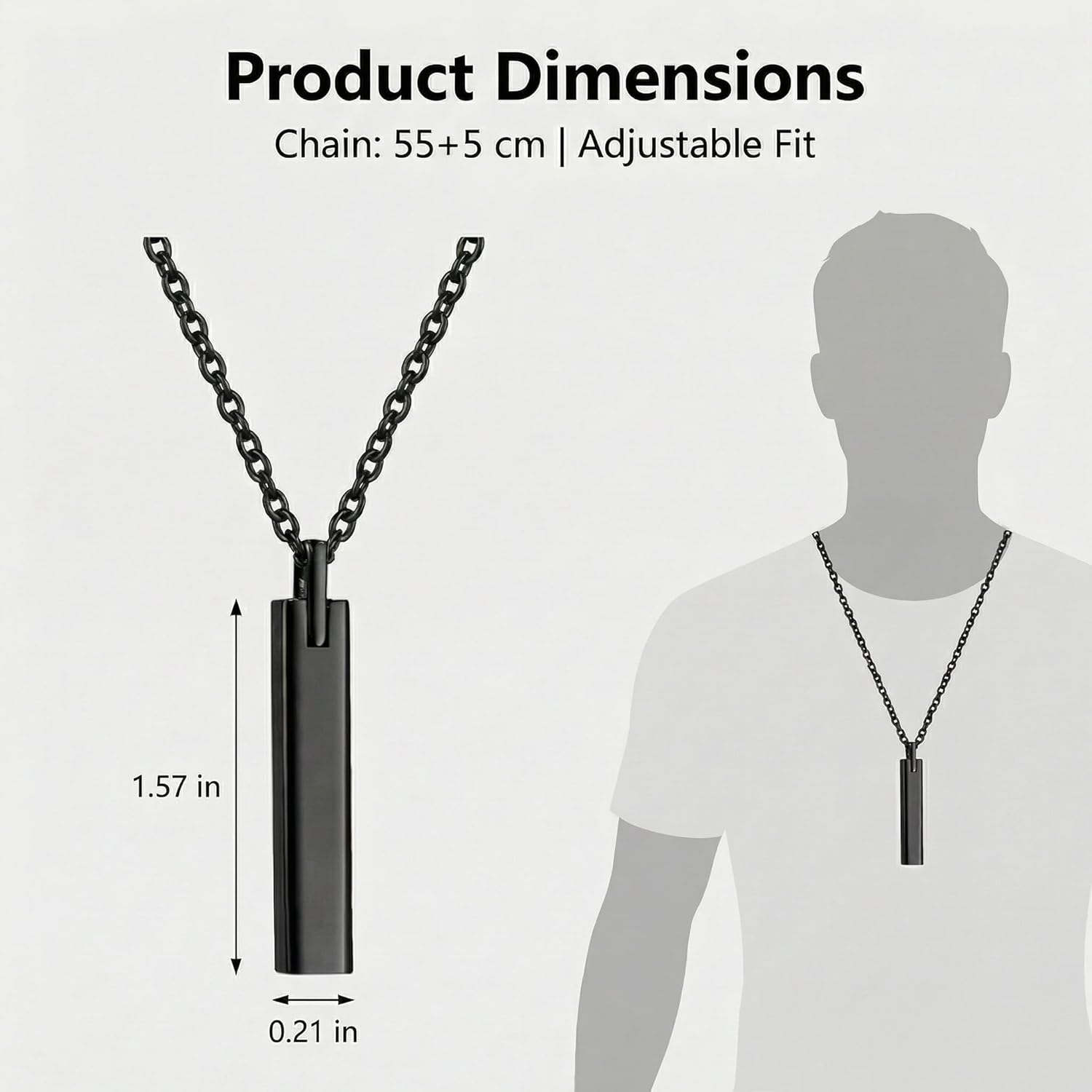 NIIIYTYB Urn Necklace for Men Pendant Cremation Ashes Jewelry That Holds Human Ash Mens Memorial Necklaces to Hold Creamated Remains Stainless Steel Ash Holder Urns Black Pendant - Image 7