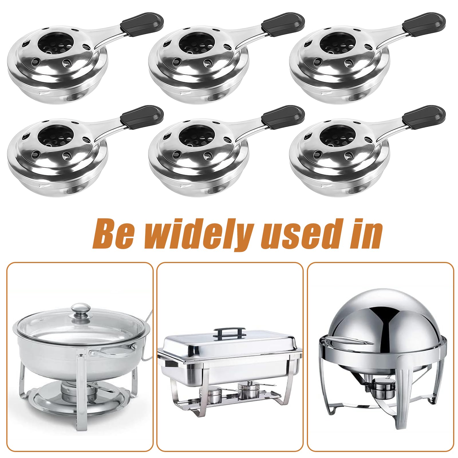 Lot de 6 brûleurs à fondue : récipient à pâte combustible en acier inoxydable, brûleur à pâte portable, mini brûleur à alcool en acier inoxydable, pâte combustible pour récipient de maintien au