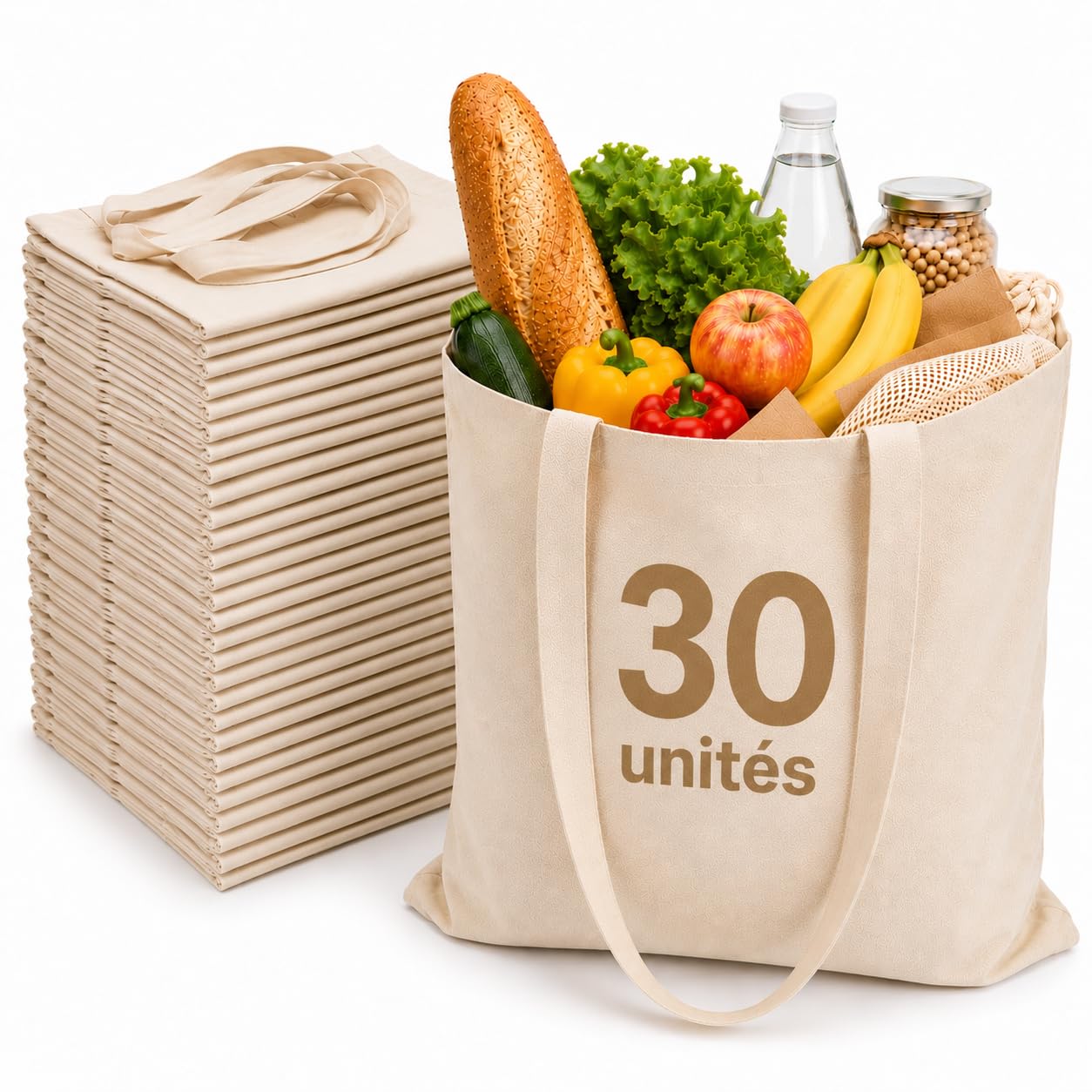 Tote Bag Vierge en Coton 100% Naturel 42x38 cm, 140 g/m²