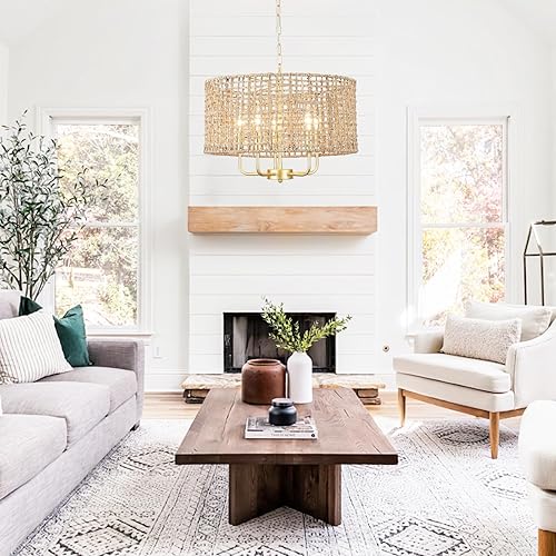 Miniatura 3 de MRHYSWD Gold Chandelier Light Fixture 6 Lights Modern Farmhouse Chandelier for Dining Room Candle Pendant Light Fixtures Ceiling Hanging Chandeliers