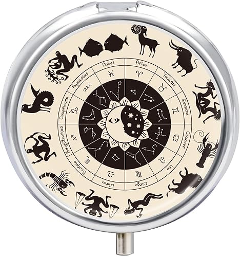 Pastillero de metal con constelación, pastillero portátil, organizador de medicamentos, contenedor de vitaminas