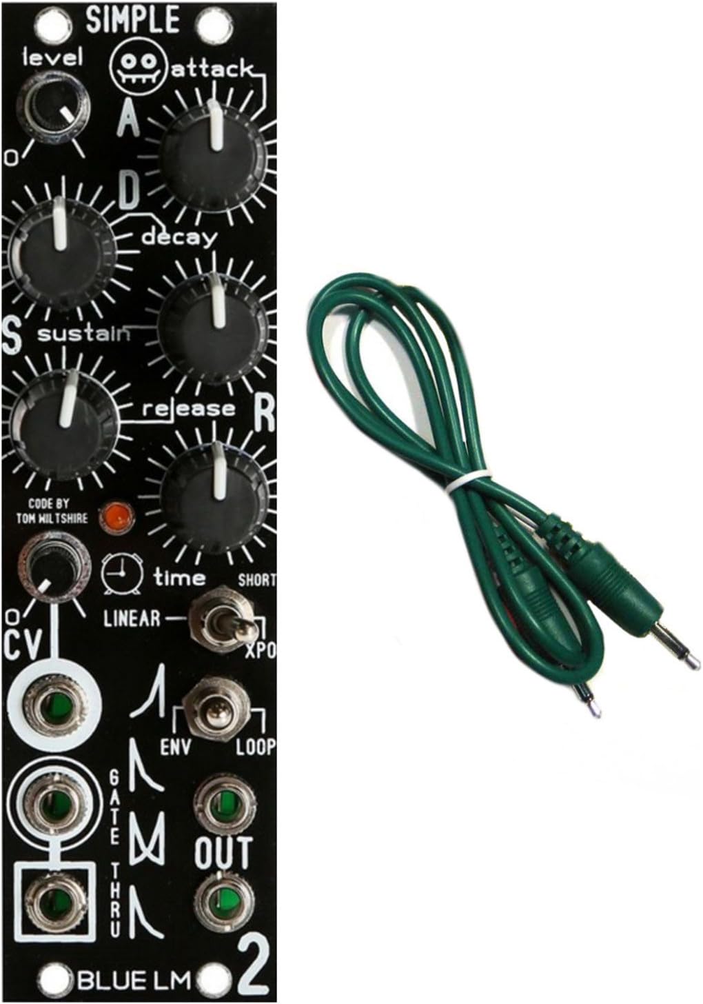 Simple ADSR Looping Envelope Gen2 Eurorack Module w/Cable