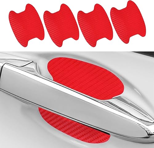 UGSHY Paquete de 4 protectores de fibra de carbono antiarañazos para puerta de automóvil, película protectora para manija de puerta de automóvil,