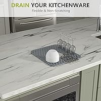 Vista 7 de Silicone Kitchen Sink Protector Mat - Dcolora 14"x11.6" Heat Resistant Protector Mat For Kitchen Sink With Center Drain Non-Slip Easy Cleaning Sink