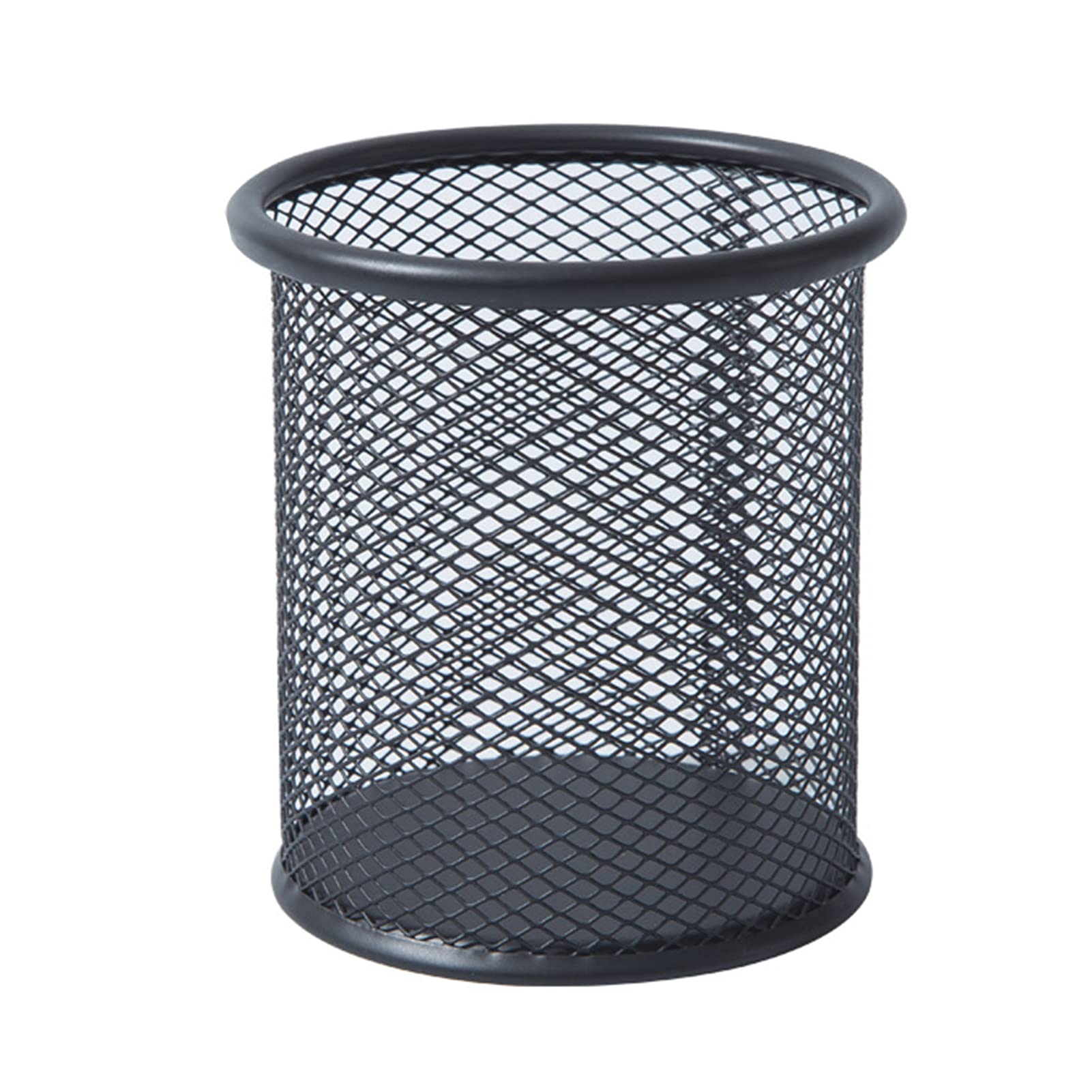 Mesh Pen Pot Pen Holder Mesh Pencil Holder for Desk Office Pen Organizer Desk Organiser Mesh Desk Tidy Pen Holder Multifunctional Organizer Wire Mesh Pen Cup Black (Round)