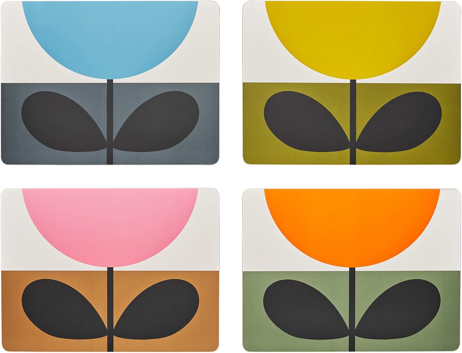 Orla Kiely OK628 Set of 4 PlacematsSunflower Multi Table Mats, Cork