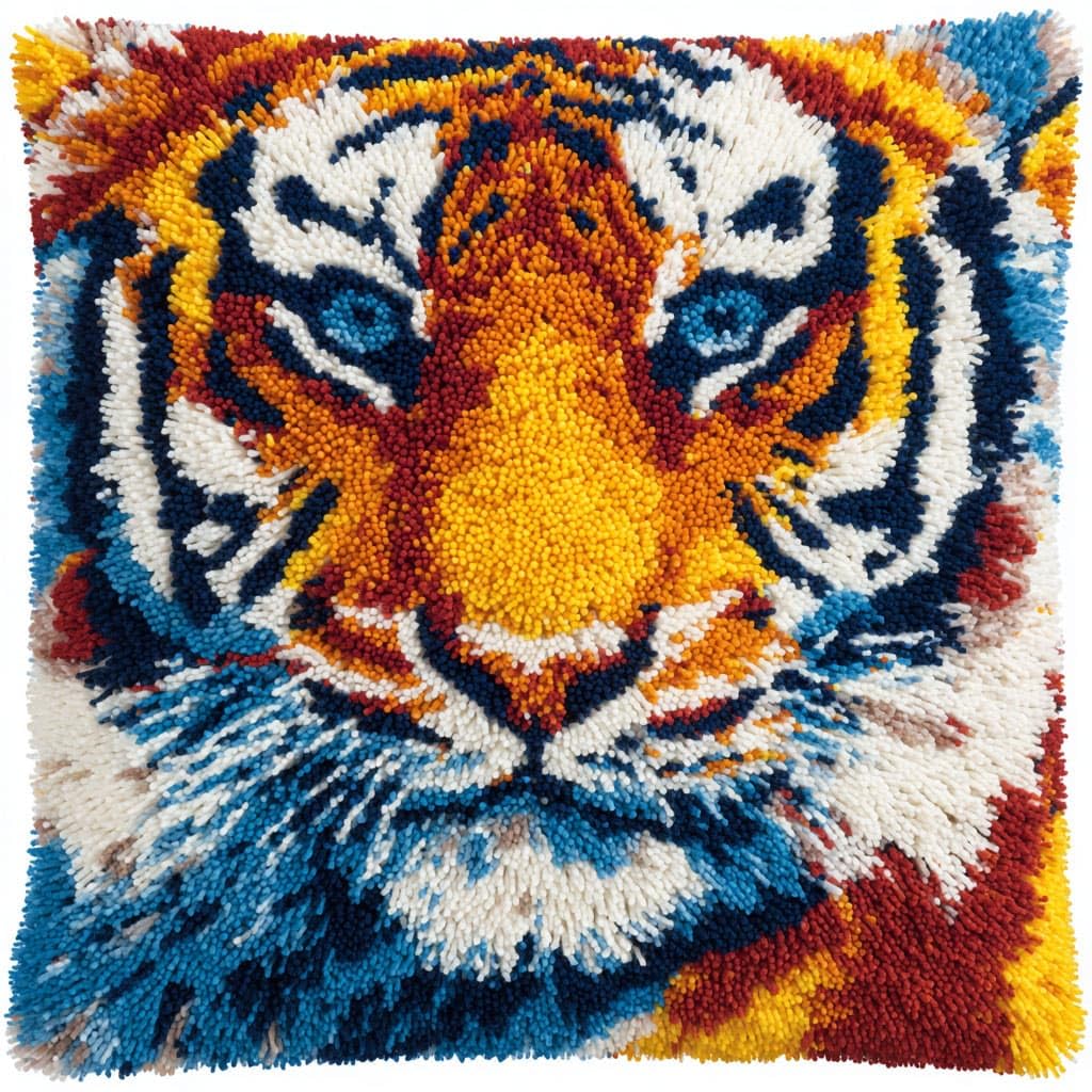 Henypt Latch Hook Cushion Kits, Tiger