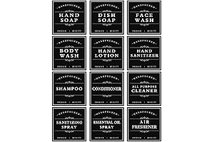 Black Waterproof Soap and Lotion Labels for Kitchen Bathroom Dispensers