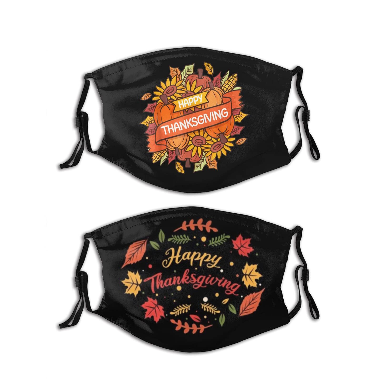 2Pcs Happy Thanksgiving Face Mask Reusable and Adjustable Washable Scarf Bandanas Thanksgiving Mask for Adult Men Women