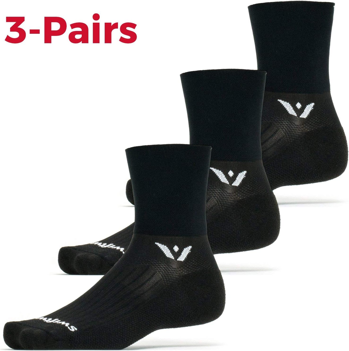 Swiftwick- ASPIRE (3 Pairs) Quarter Crew Cycling & Trail Running Socks, Compression Fit - Image 3
