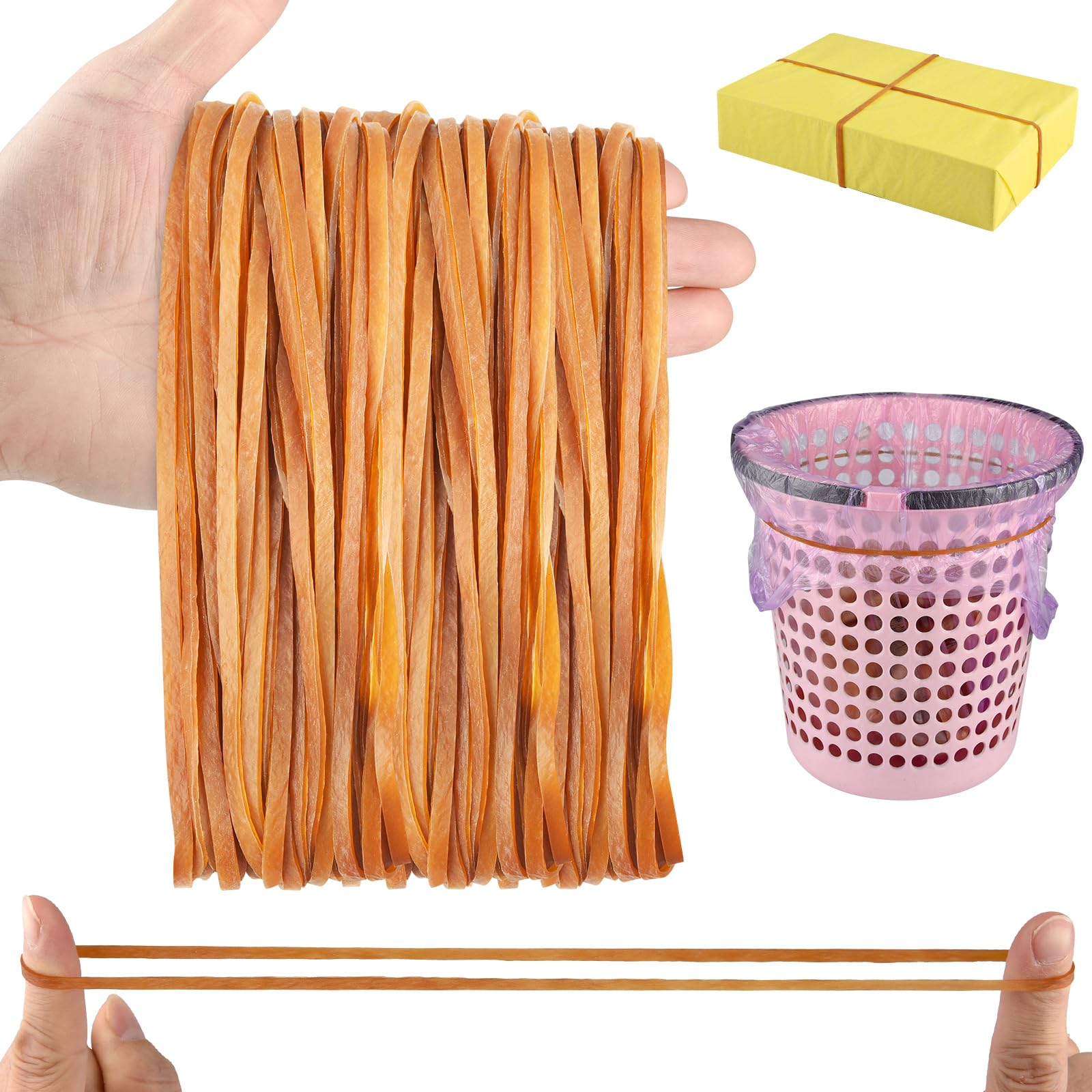 120 Pcs Large Rubber Bands Heavy Duty Big Rubberband, ROOKEA 8 x 0.16 Inch Trash Can Elastic Band for File Folders School Office Home Supplies