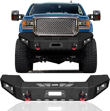 Front Bumper New Compatible with 2015-2019 GMC Sierra 2500HD/3500HD Pickup Truck with Winch Plate and Spotlight