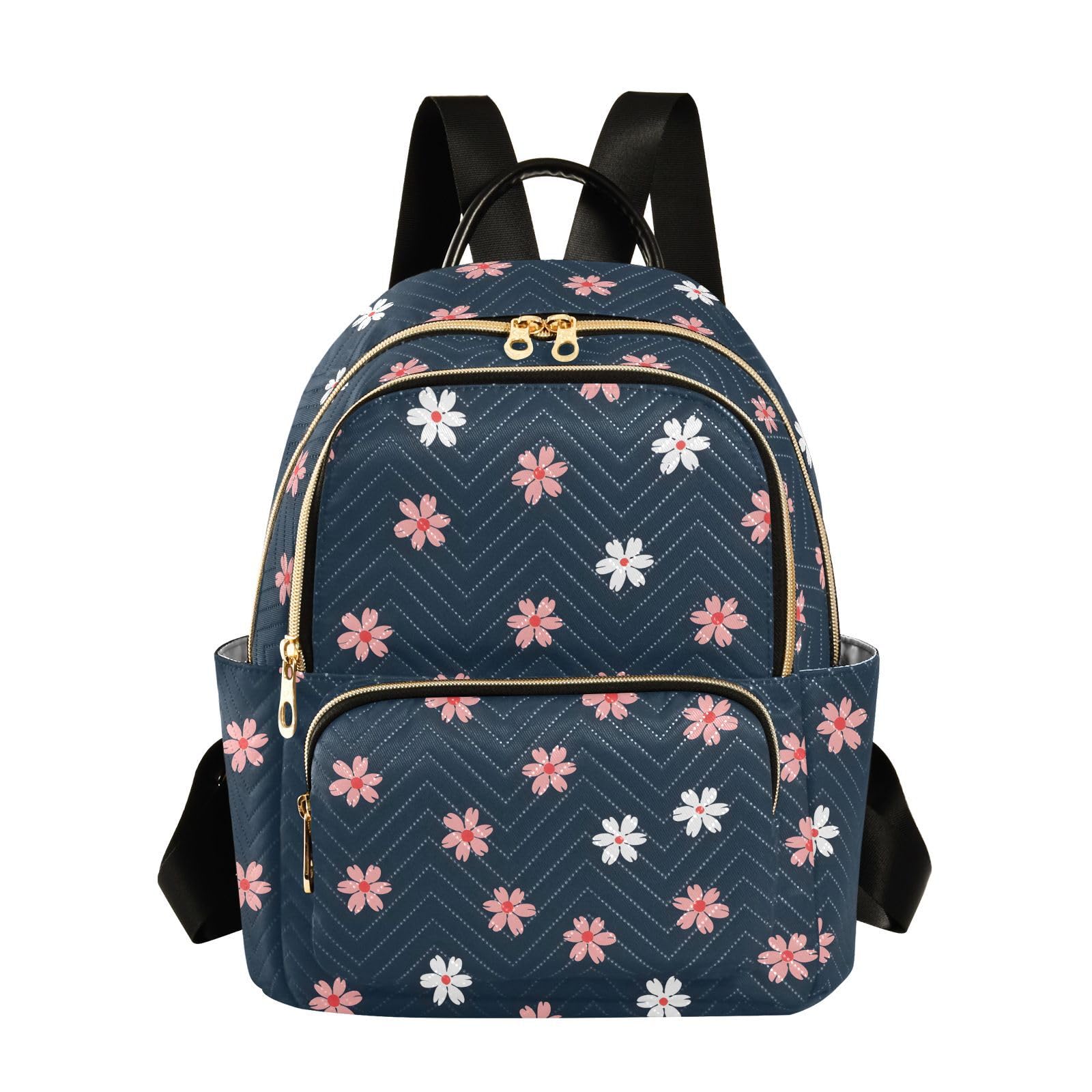 ALAZA Pink Flowers Floral Mini Backpack Purse for Women Fashion Shoulder Bag Daypack Travel Bag Lady Backpack 8.5L