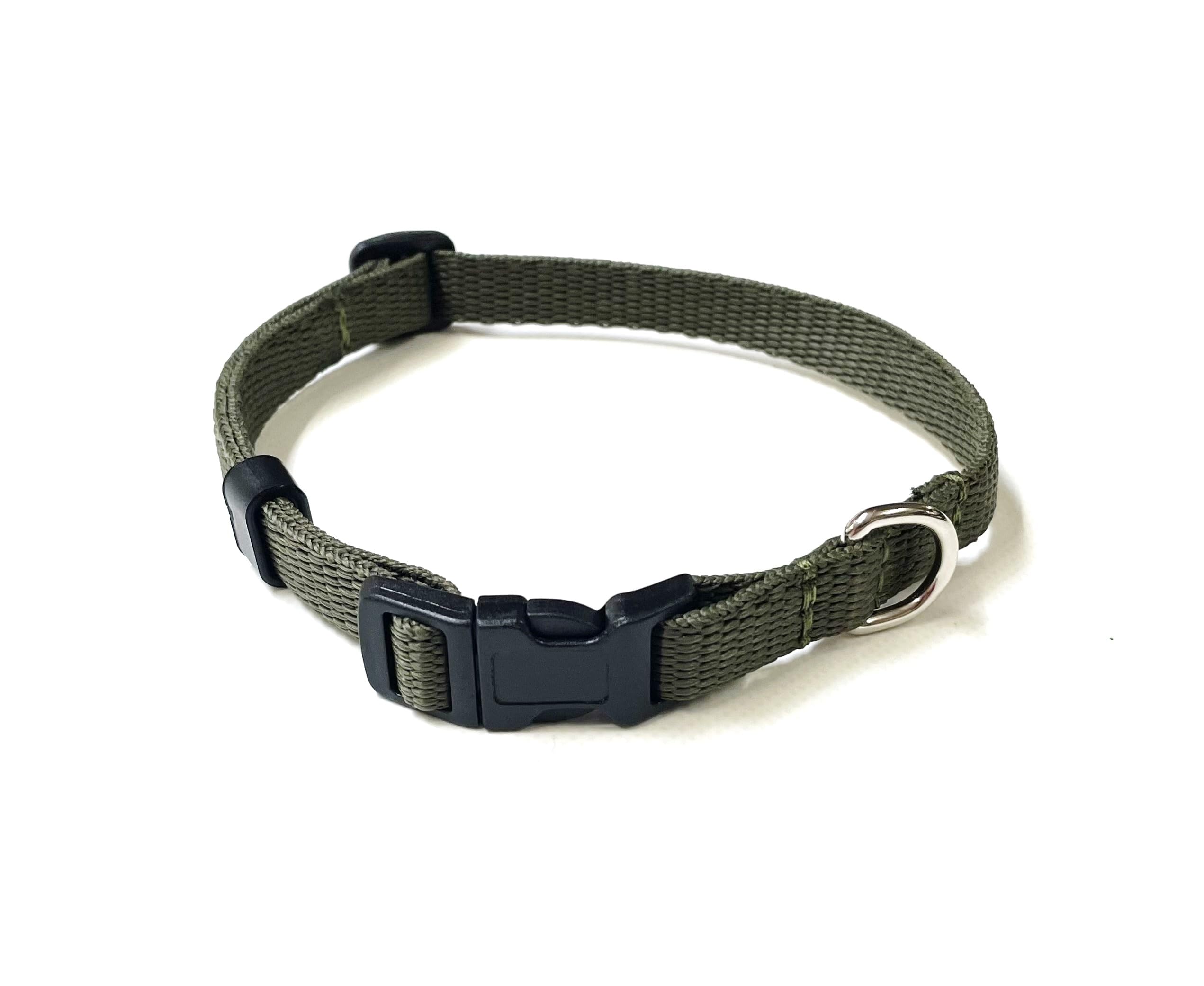 Puppy Collar Small Dog Collar Adjustable Strong Durable Training Walking 13mm Webbing (X-Small (8" - 11"), Olive Green) — image 1