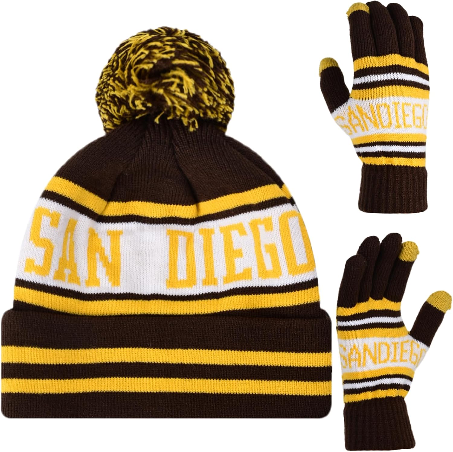 Vintage Classic Skull Cap Beanie Hat Cuffed Winter Hat Knit Comes with Warm Gloves Gifts for Unisex Fans