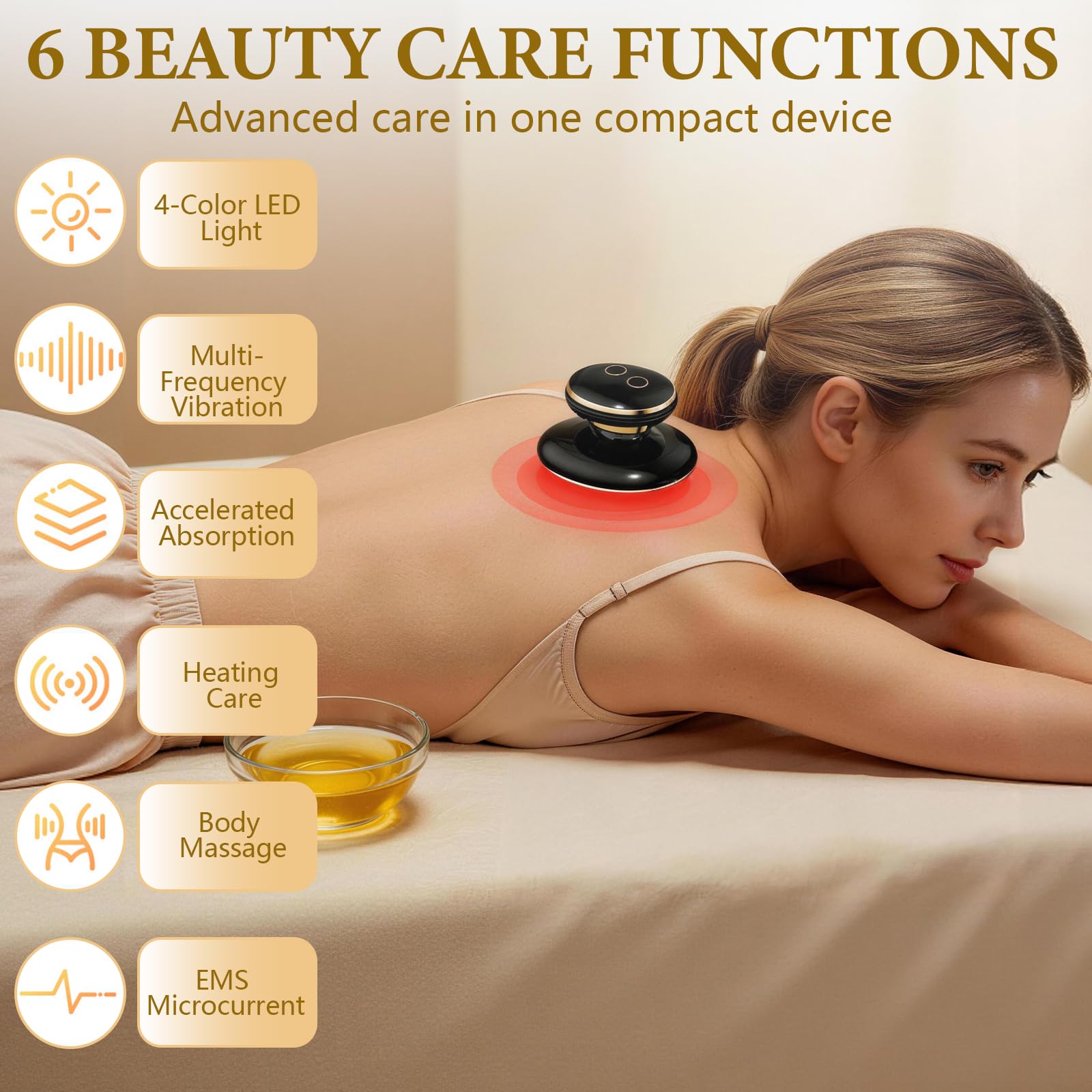 4 in 1 Cellulite Massagegerät, Elektrischer GuaSha Massager mit Wärmetherapie, EMS Handmassagegeräte für Cellulite & Muskelentspannung, Straffere Haut, Bessere Durchblutung, Ganzkörper Anwendung