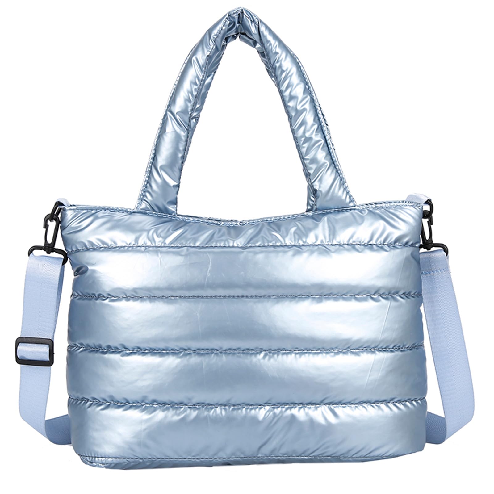 Crbeqabe Puffer Carryall Tote Bag for Women Quilted Shoulder Bag for Travel Lightweight Cotton Padded Hobo Handbag