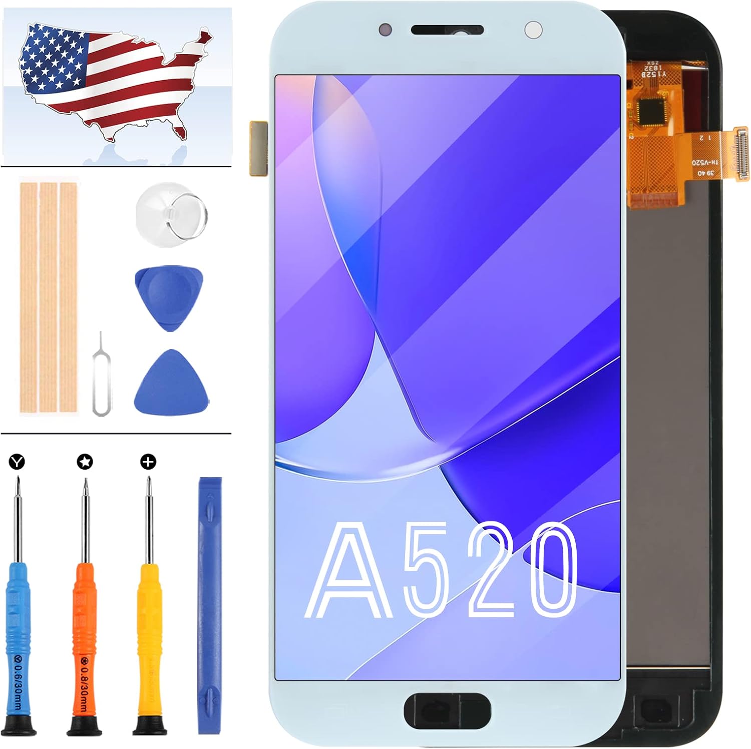 Screen Replacement for Samsung Galaxy A5 2017 A520 LCD Display SM-A520F Matrix Panel Parts Assembly Touch Sensor Digitizer Glass Lens Kit (TFT Black)