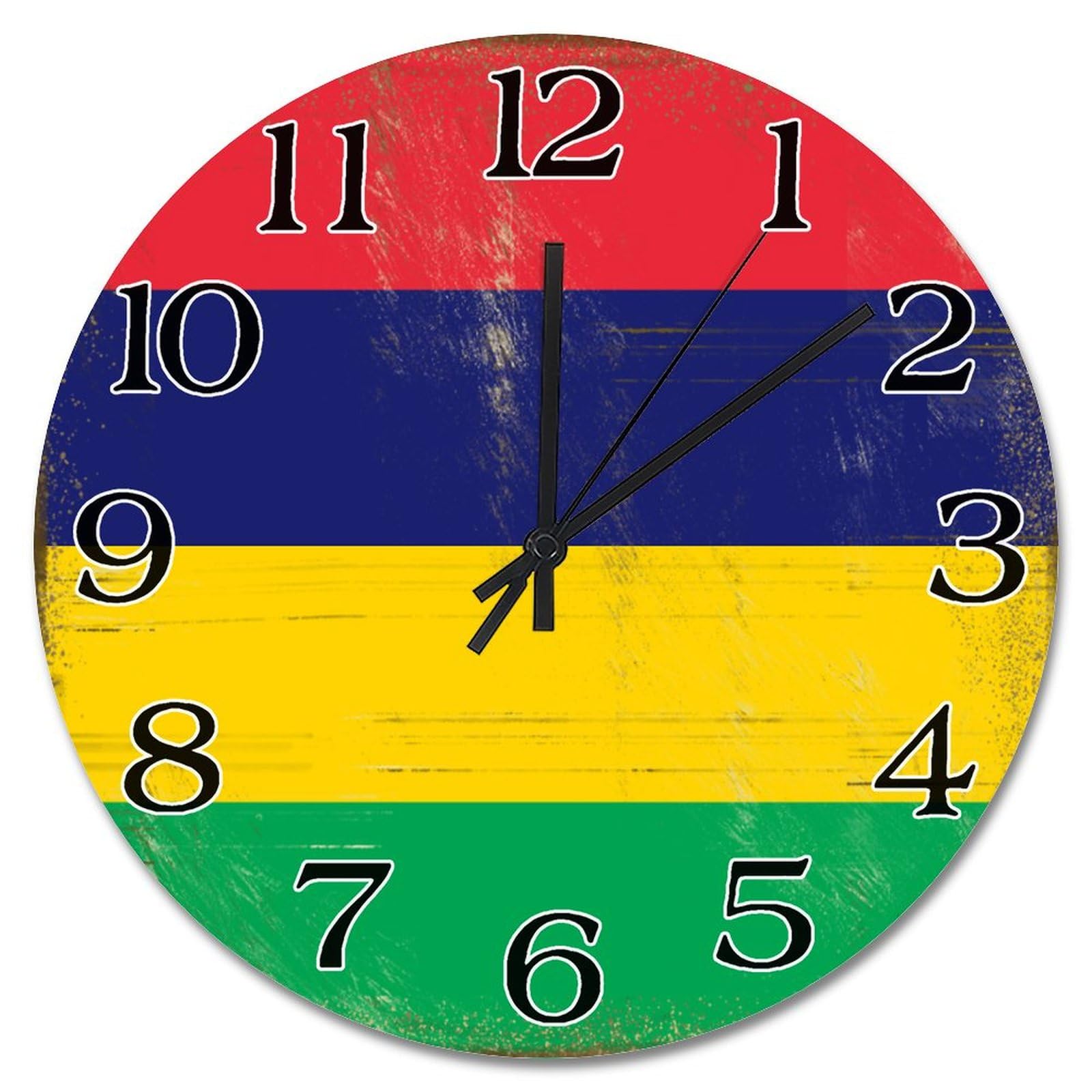 Horloge murale ronde souvenir de l'Île Maurice pour salon et bureau
