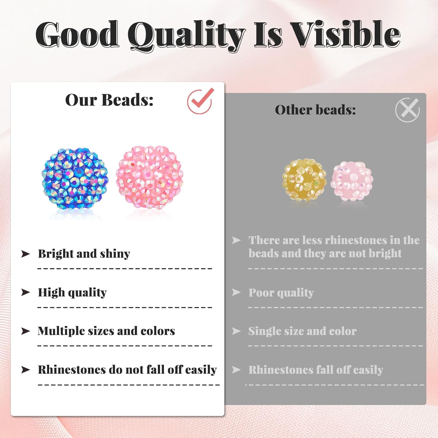 202 PCS HUISUYTON Rhinestone Beads for Jewelry Making, Included 70 Pcs Rhinestone Bead and 132 Pcs Spacer Bead, Sparkly Crystal Clay Beads for Bracelet Baseball Necklace Earring Crafting - Image 5