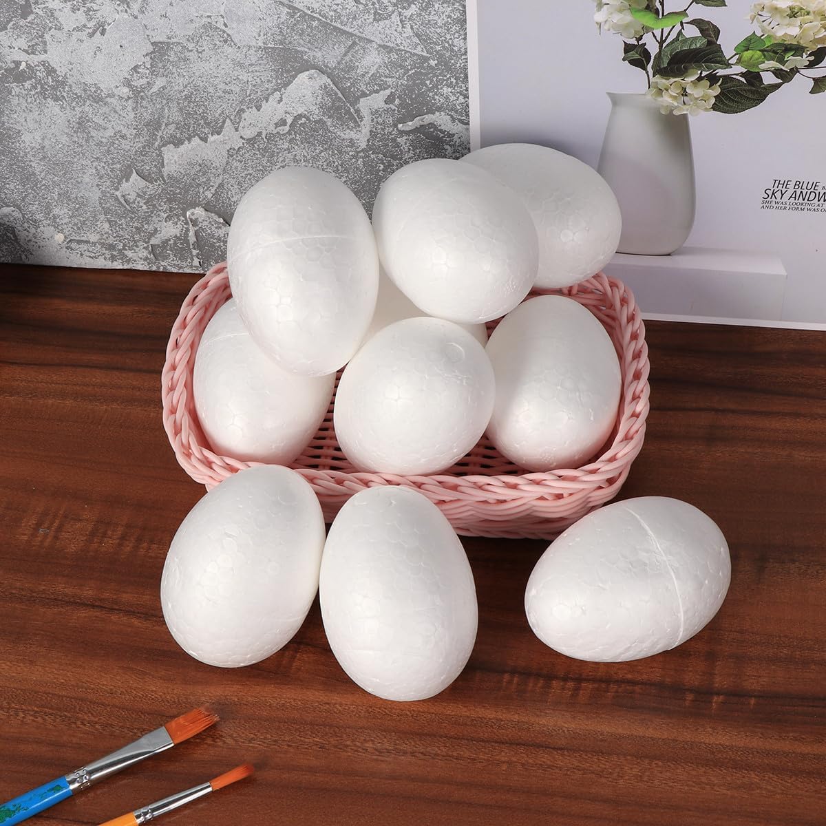 OATIPHO 50 Pcs White Foam Easter Eggs 2.36 Inch Solid Blank Craft Models for DIY Painting Projects School Art Classes Halloween Christmas Decor Family Gathering Children Artwork