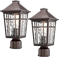 Vista 11 de Darkaway Lámpara de poste para exteriores, carcasa de aluminio impermeable con vidrio, iluminación de cubierta de poste de valla para jardín, patio