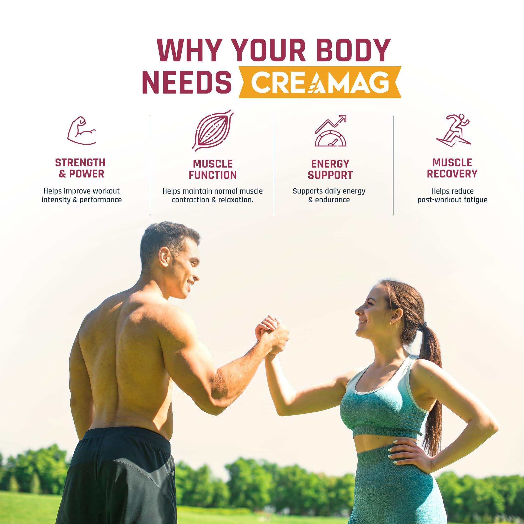 Naturaltein Creamag Boost Creatine 3g + Magnesium Bisglycinate 130mg Supplement Powder, Berry Flavour, Supports Strength, Energy & Recovery, 100g (20 Servings) — Amazon image 11