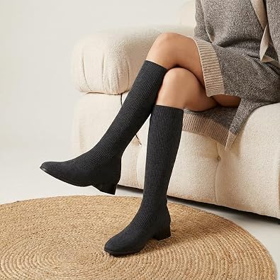 CUSHIONAIRE Rialto Womens Knee-High Stretch Boot Slip-On Tall Shaft Boot with Memory Foam & Low Block Heel