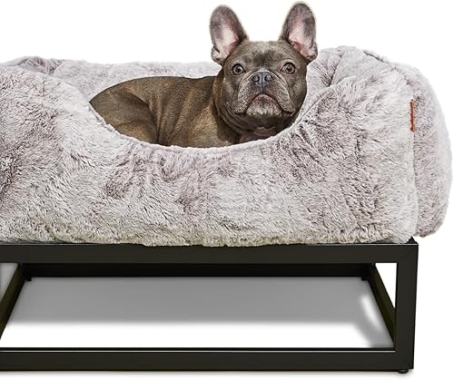 Miniatura 17 de FUZI Cama elevada para perro pequeña, camas elevadas de lujo, funda de cama extraíble y lavable a máquina, cama ortopédica para interiores y Gris
