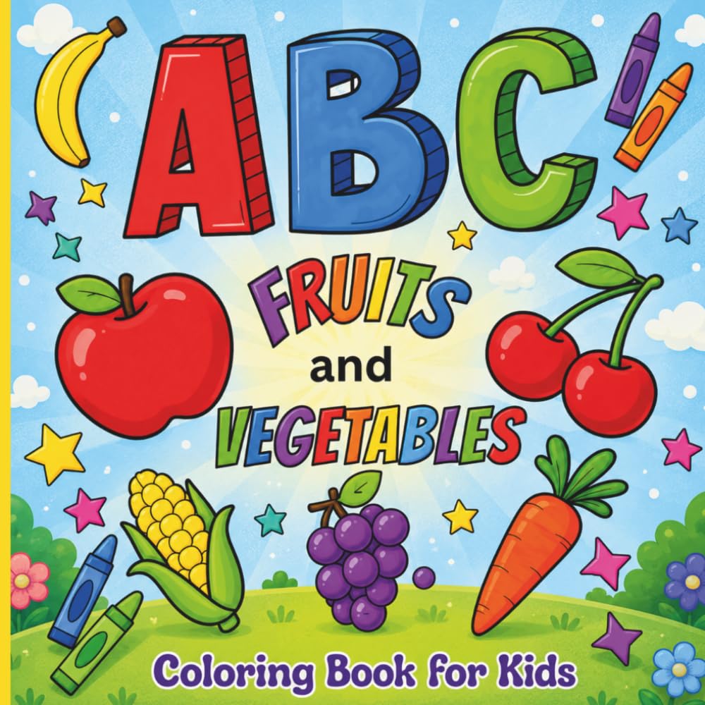 ABC Fruits & Vegetables: Coloring Book for Kids
