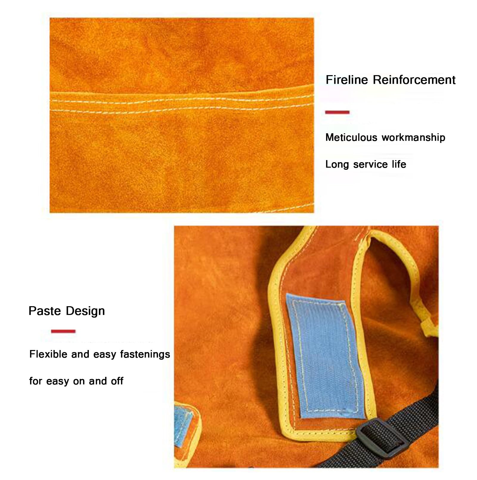 FaroLy Delantal de Soldador de Cuero con Manga, Calor Resistente a la Llama Weld Coat, Chaqueta de Soldadura de Alta Resistencia Abrigo para Hombres Mujeres
