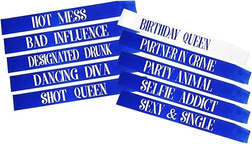 Snogisa Paquete de 10 bandas de cumpleaños Queen para mujer, juego de bandas de escuadrón de cumpleaños, divertidos suministros de fiesta de