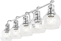 Vista 11 de JONATHAN Y Shirley - Lámpara cromada de 17.5 pulgadas, 2 luces, aplique de pared de metal, pantalla de vidrio transparente sembrado, moderno