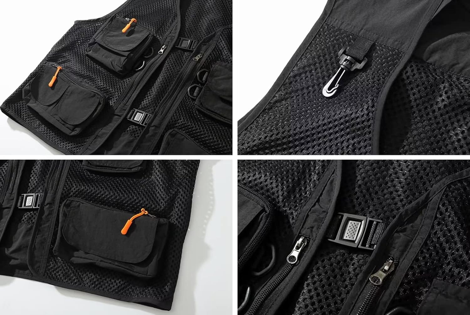 Men Mesh Breathable Multi-Pocket Vest Outdoor Travelers Fly Fishing Photography