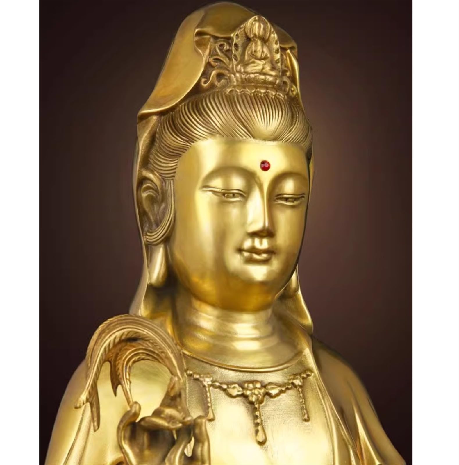 Figuras De Budas Estatua De Latón De Buda Sentado Lotus Guanyin Bodhisattva Estatuas para La Decoración del Hogar Estatua Decorativos(16in)