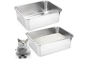 Pack of Two Lawei Stainless Steel Cat Litter Boxes for Multiple Cats