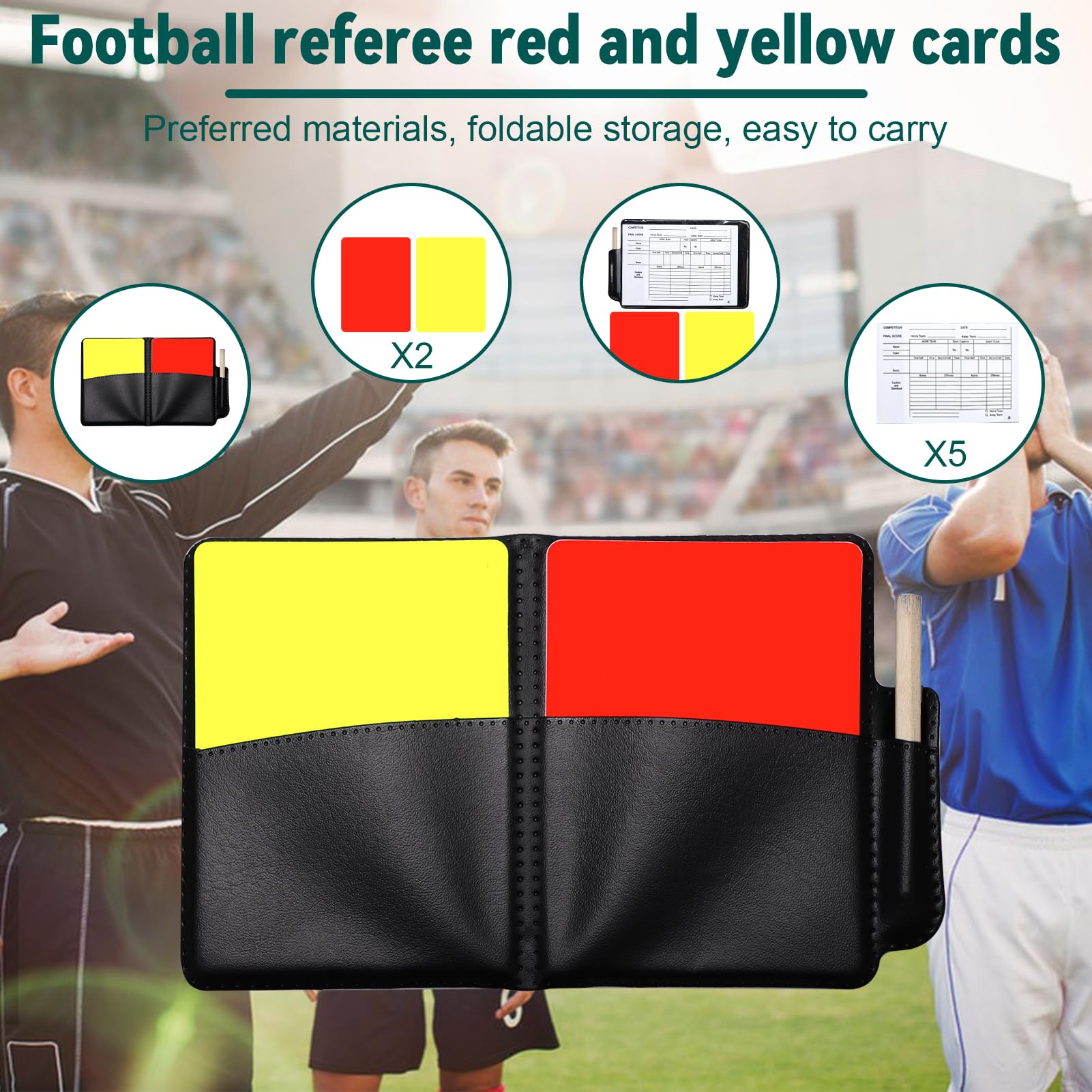 Set de Árbitro de Fútbol - Silbato Profesional, Tarjetas Rojas y Amarillas, Brazaletes de Capitán, Libreta de Puntuaciones y Moneda