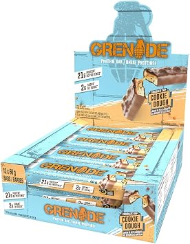 Grenade Carb Killa High Protein and Low Sugar Candy Bar, 12 x 60 g - Chocolate Chip Cookie Dough,12 Count Pack of 1
