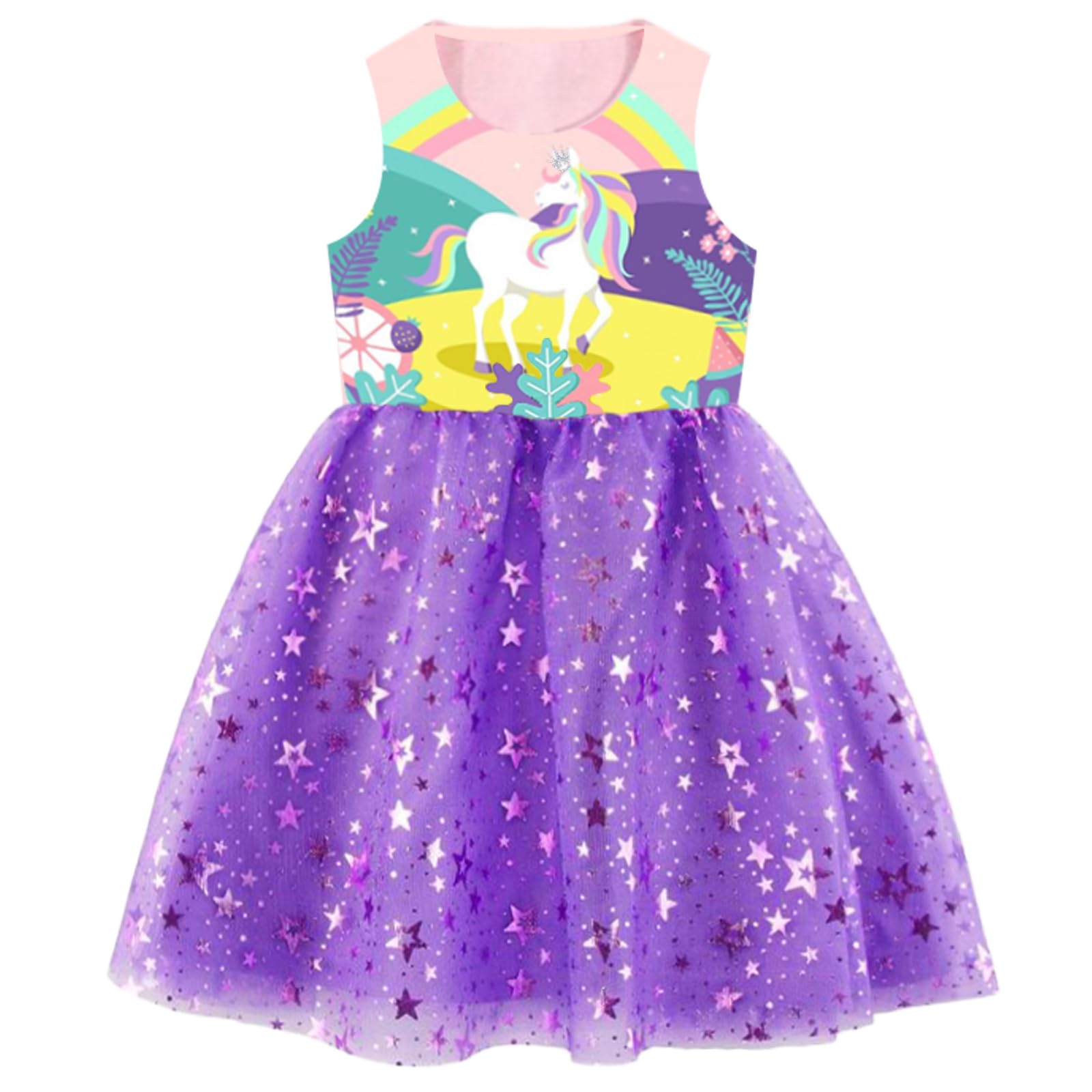 DXTON Toddler Girls Tutu Dresses Summer Short Sleeve Tulle Birthday Party Sundress for 3-8 Years