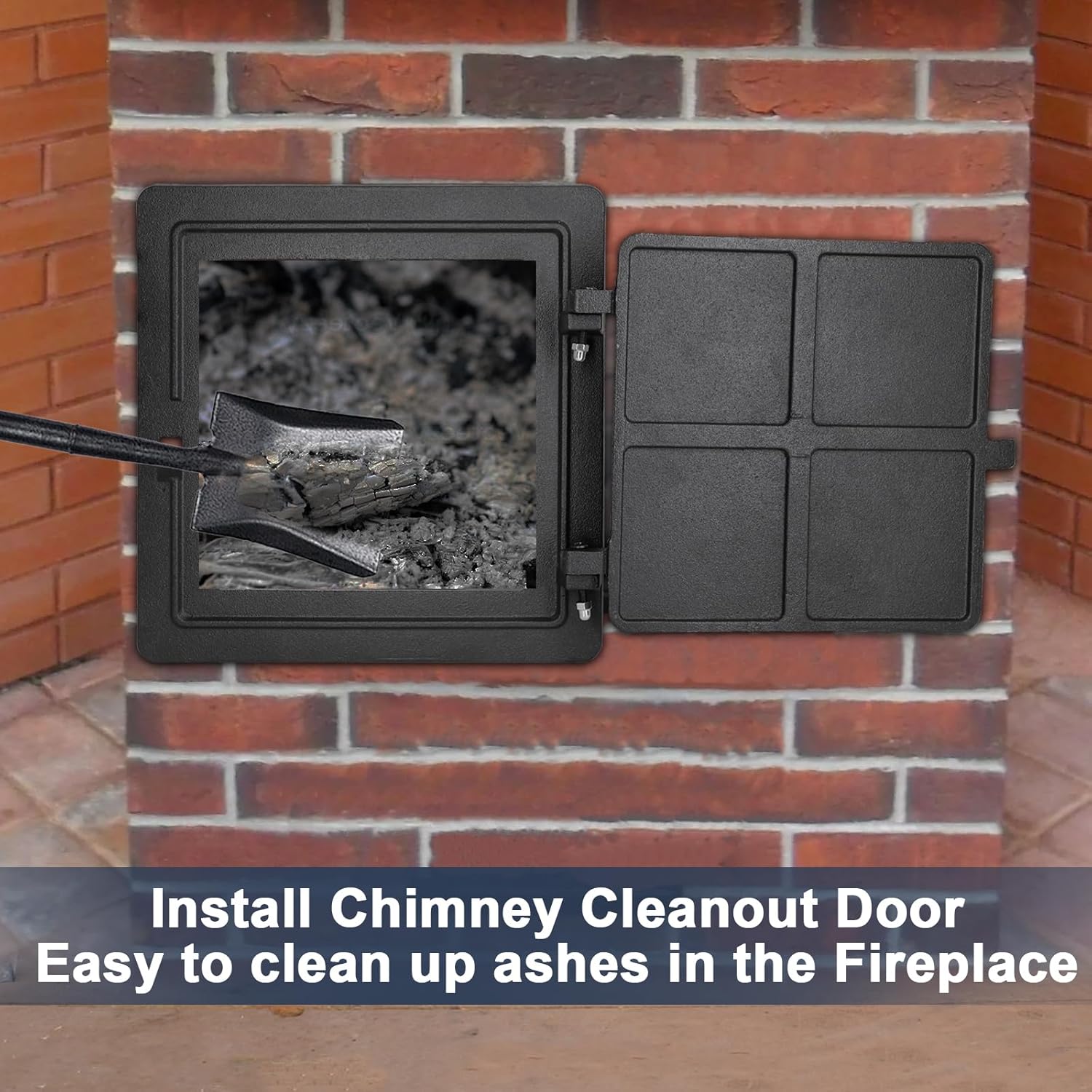 Criditpid 8 by 8 Inch Fireplace Cast Iron Chimney Clean Out Door, Prepared with Flanged Frame, Wood Stove Door, Replacement Ash Dump Door for US Stove Company Natural Organic Chime Clean Out Door.