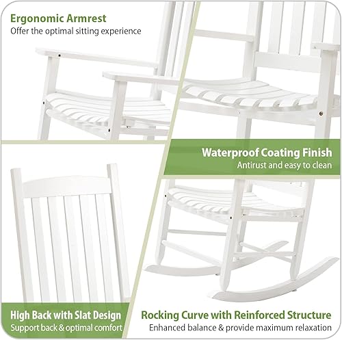 Miniatura 5 de YIQIEDEY Mecedora para patio al aire libre, mecedora de porche con respaldo alto y pasamanos, cómoda y duradera, soporta peso de 243 libras, silla